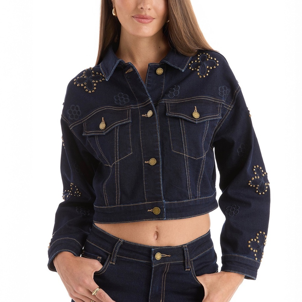 Noli Midnight Blue Denim Jacket with Gold Details